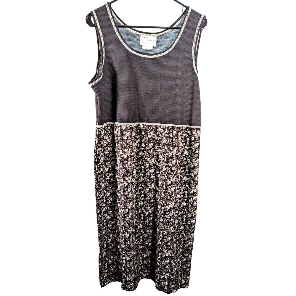 Always Caroline Petite women's 16P floral sundress blk/wte preowned